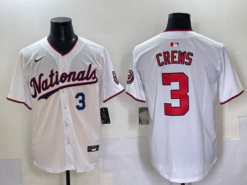 Men 2025 Washington Nationals #3 Crews White Game Nike MLB Jersey style 3